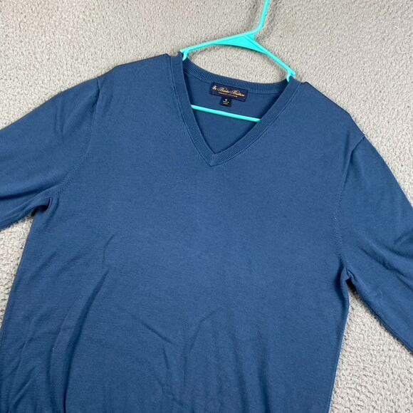 Brooks Brothers Supima Cotton V-Neck Lightweight Pullover Sweater Men's M Blue - Picture 5 of 9